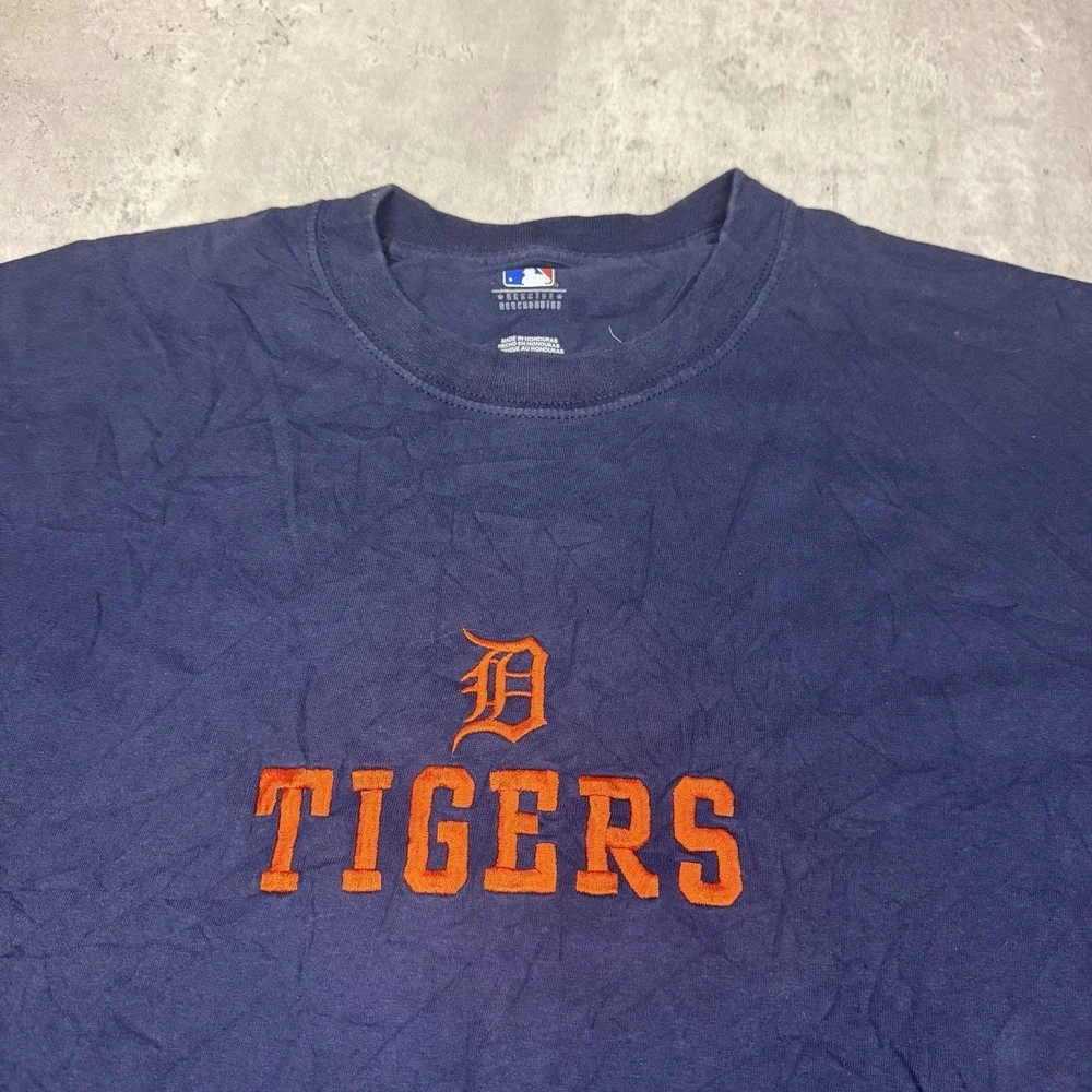 Majestic T-Shirt Men's Navy XXL Detroit Tigers Cotton Crew Neck Embroidered